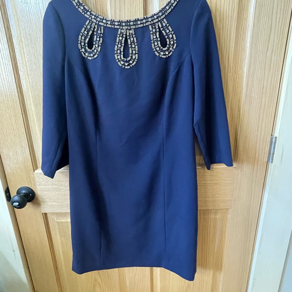 Lilly Pulitzer Navy Dress with Embellished Neckline